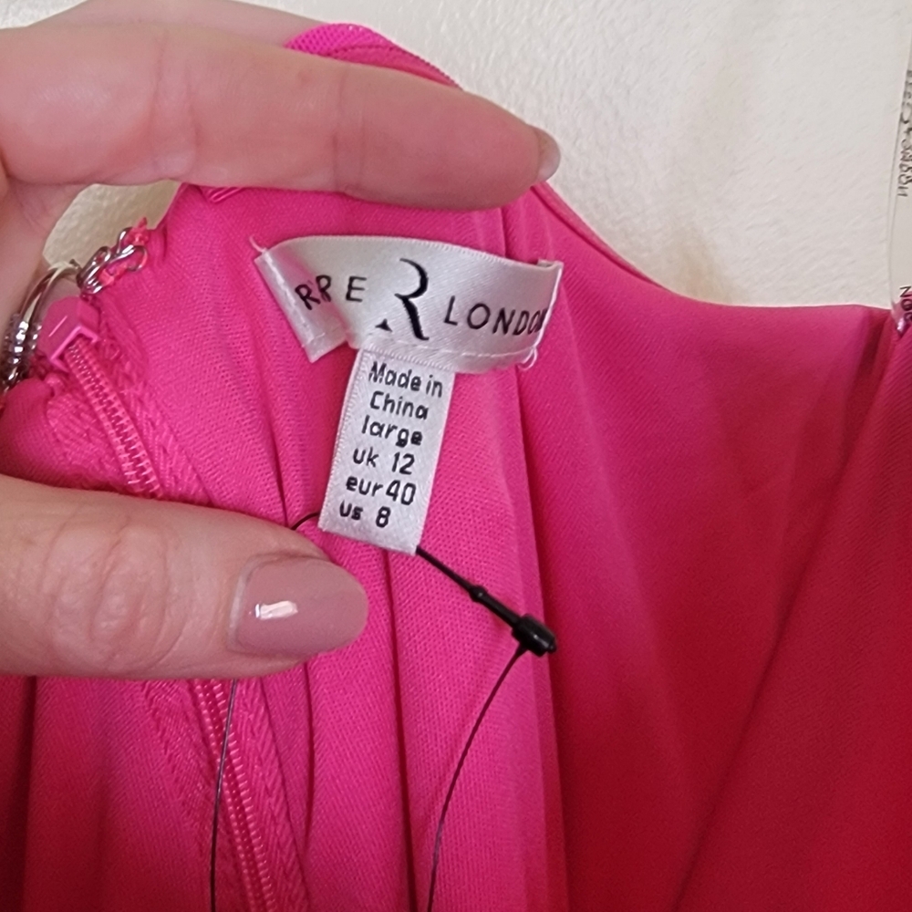 NWT Rare London drape corset midi dress in hot pink size 8 - Picture 8 of 13